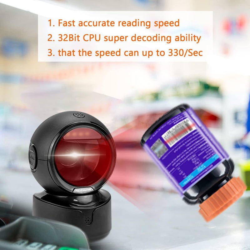 NetumScan Automatic Omnidirectional Desktop Barcode Scanner, Hands-Free USB Wired QR Barcode Reader, 1D 2D Bar Code Image Sensing for Warehouse, Supermarket, Retail Store, Bookstore Pos System - Image 5